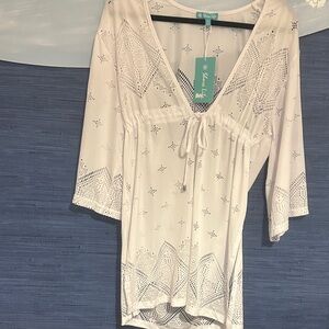 Elegant White Crochet Swim Cover-Up